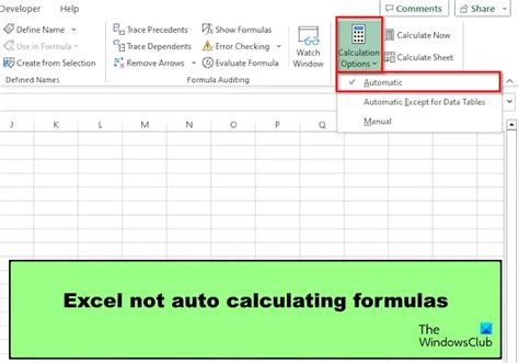 excel not auto calculating.